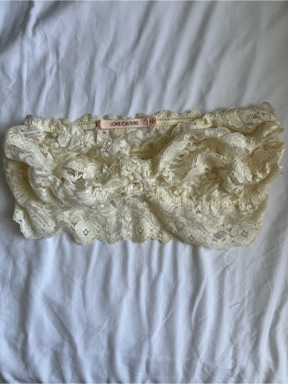 Urban Outfitters Love Culture Ivory Lace Strapless Bandeau